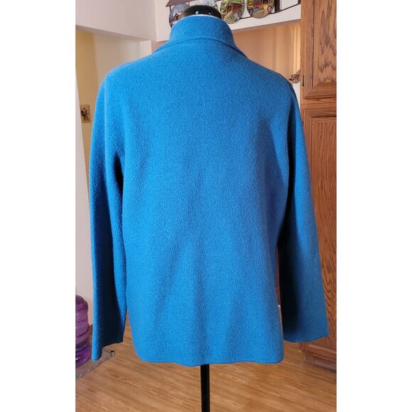 Dillards Womens Cardigan Blazer L Wool Turquoise Classic 80s Modest Grandma - Picture 2 of 11